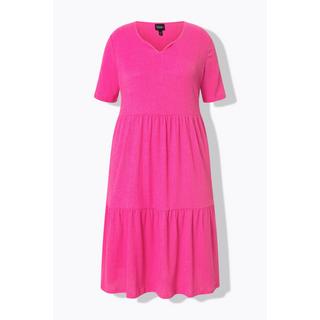 Ulla Popken Robe à Volants Superposés Col Rond Manches Mi-Longues  