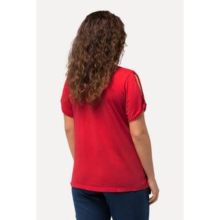 Ulla Popken  T-shirt classica con passamano, scollo a V e mezze maniche 