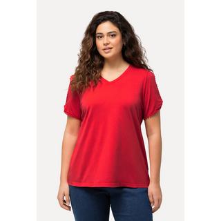 Ulla Popken  T-shirt classica con passamano, scollo a V e mezze maniche 