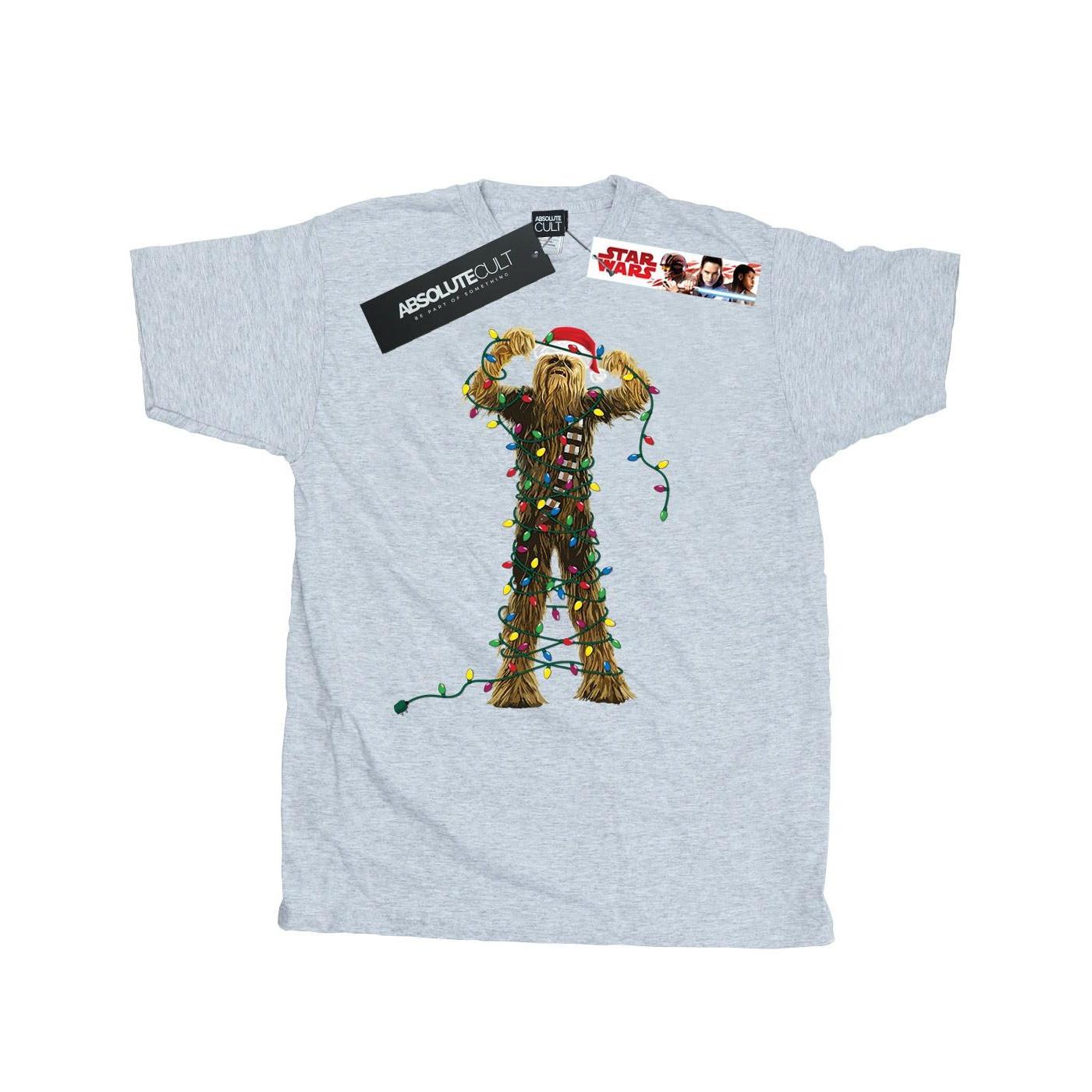 Image of Chewbacca Christmas Lights Tshirt Herren Grau XXL