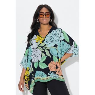 Ulla Popken Blusa Oversize in Chiffon a Fiori Scollo a V Mezza Manica  