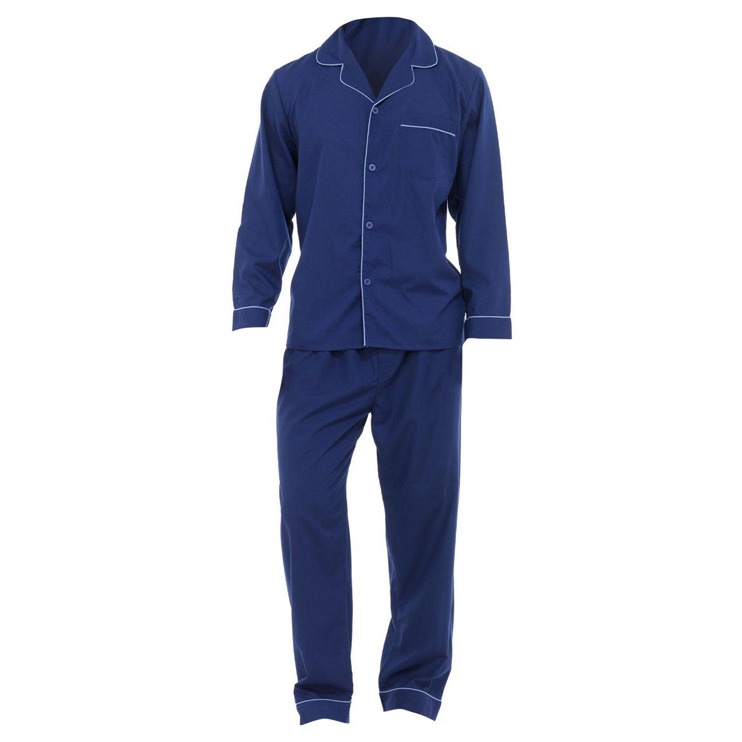 Image of Schlafanzug Pyjama, Langarm, Unifarben Unisex Marine XL