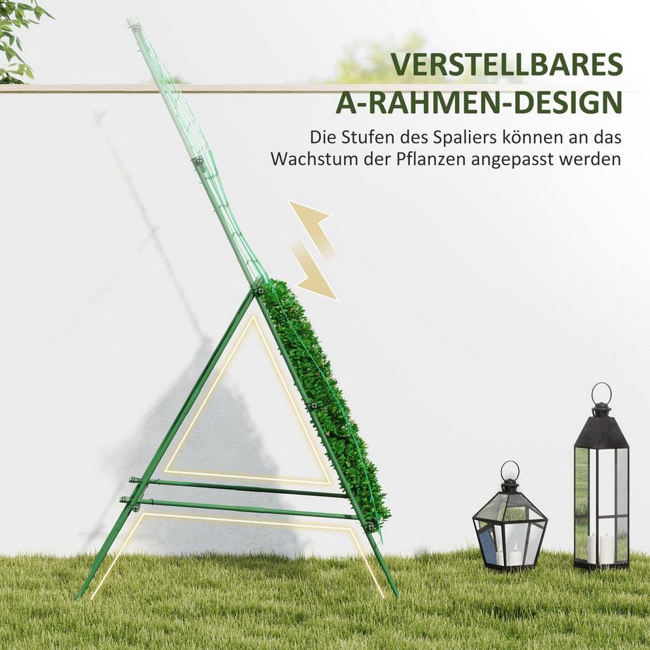 Northio Rankgitter aus Stahl zum Stecken rostfrei Rankhilfe in A-Form für Kletterpflanzen Spalier 101x133x227 cm Garten Spalier Pflanzenspalier für Gemüse Blumen Kletterpflanzen Grün Aosom  