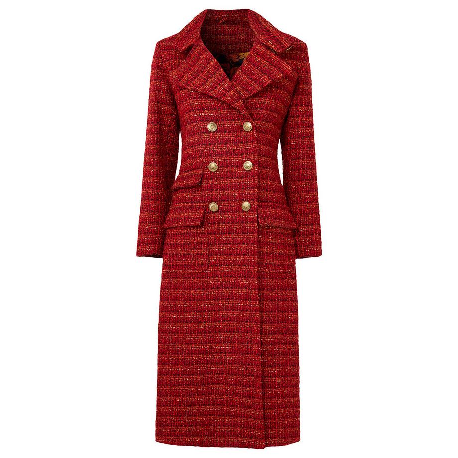 Joe Browns Zweireihiger strukturierter Tweed Maxi Mantel  