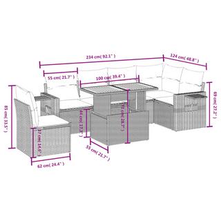 VidaXL Ensemble de canapés de jardin rotin synthétique  