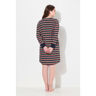 Ulla Popken Chemise de nuit rayures cœurs col rond manches longues  
