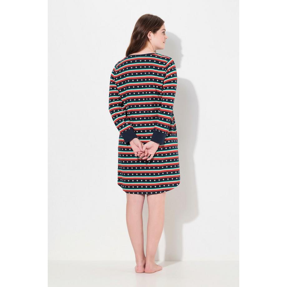 Ulla Popken Herzstreifen Rundhals Langarm Nachthemd  