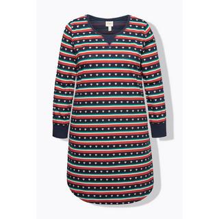 Ulla Popken Chemise de nuit rayures cœurs col rond manches longues  