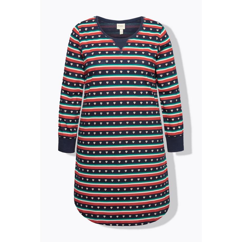 Ulla Popken Herzstreifen Rundhals Langarm Nachthemd  