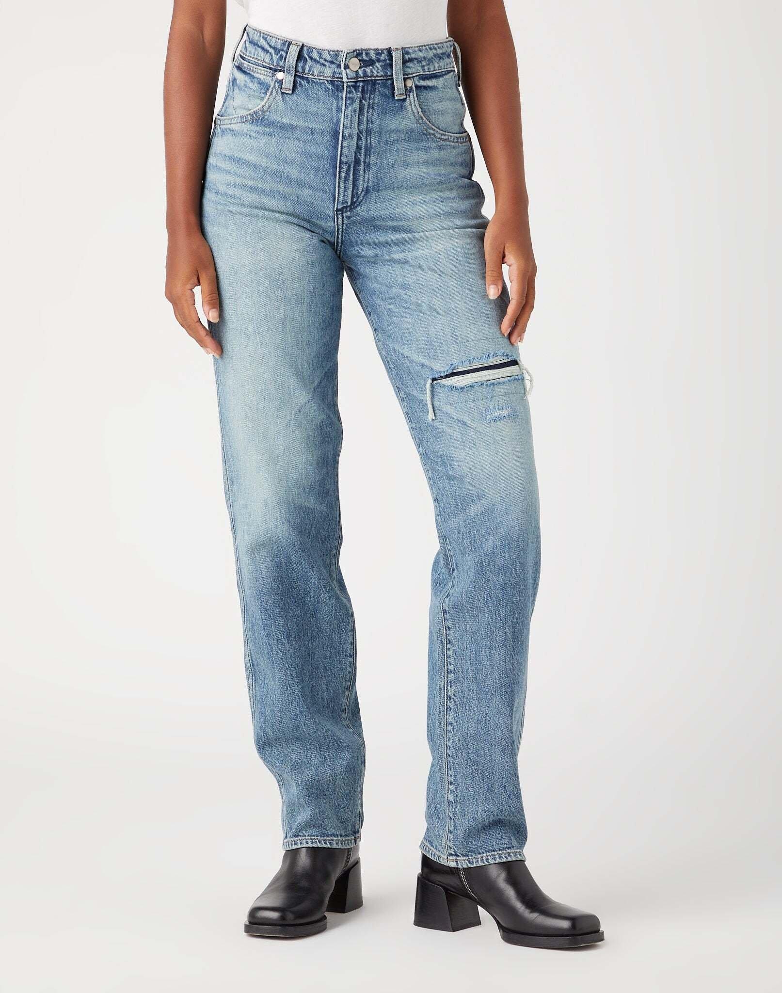 Image of Jeans Straight Leg Mom Straight Damen Blau W27