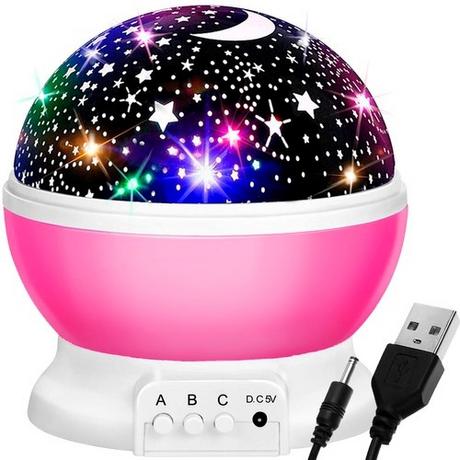 Izoxis Lampe mit batteriebetriebenem Projektor rosa 22192  