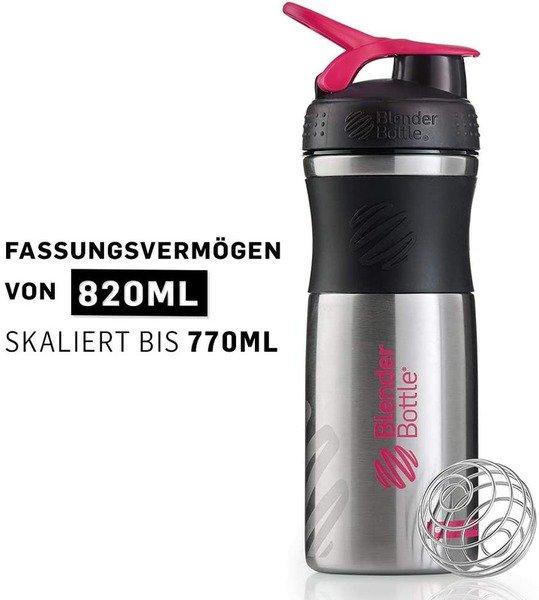 Blender Bottle  28oz / 820ml BlenderBottle Sportmixer Edelstahl, Black/Pink 