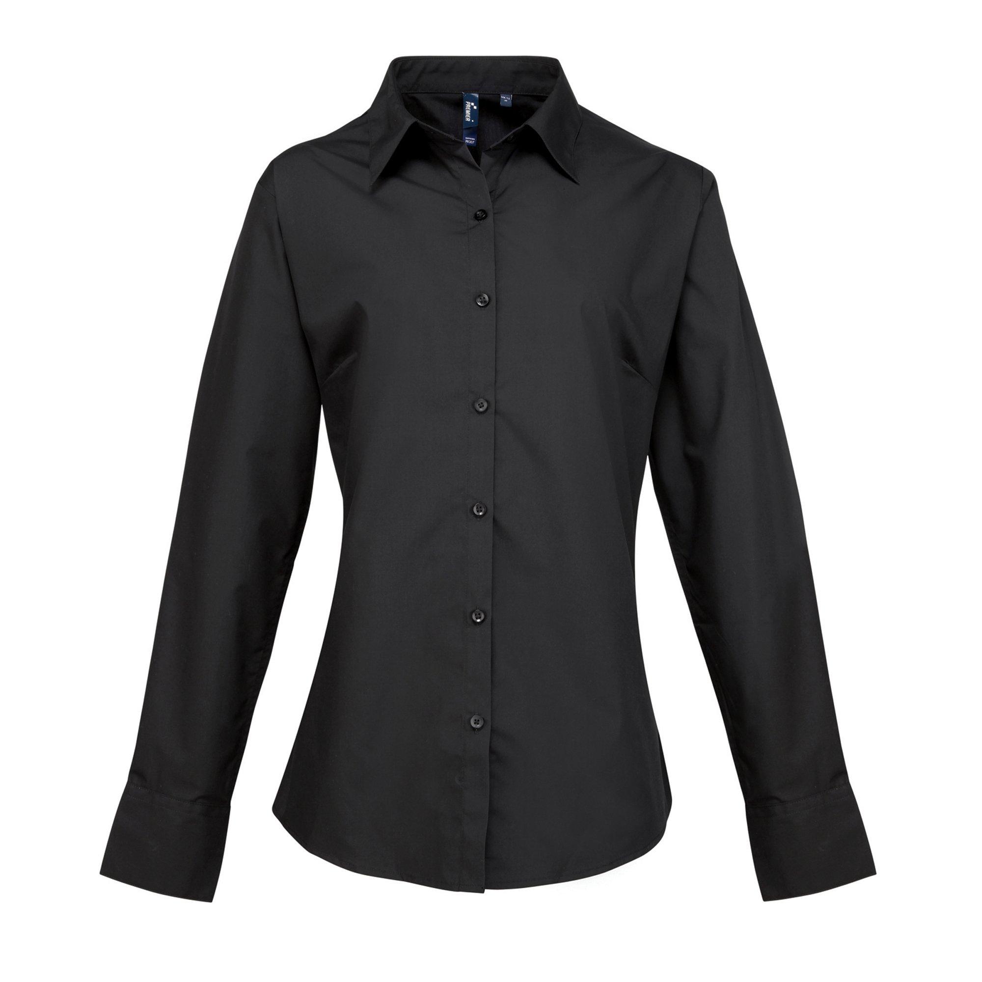 Image of Popelinebluse Bluse Arbeitshemd, Langärmlig Damen Schwarz 40