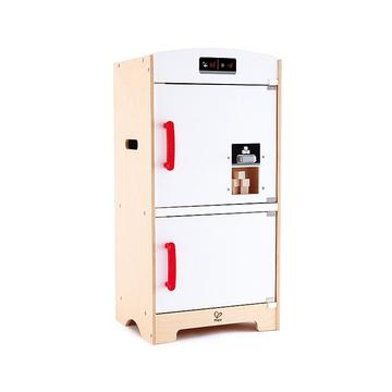 E3153 Weißer Kühlschrank mit Gefrierfach, Spielzeug-Kühlschrank mit vielen Funktionen, aus Holz, ab 3 Jahren, weiß