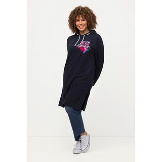 Ulla Popken  Long-Hoodie, Schriftmotiv, Seitenschlitze, Langarm 