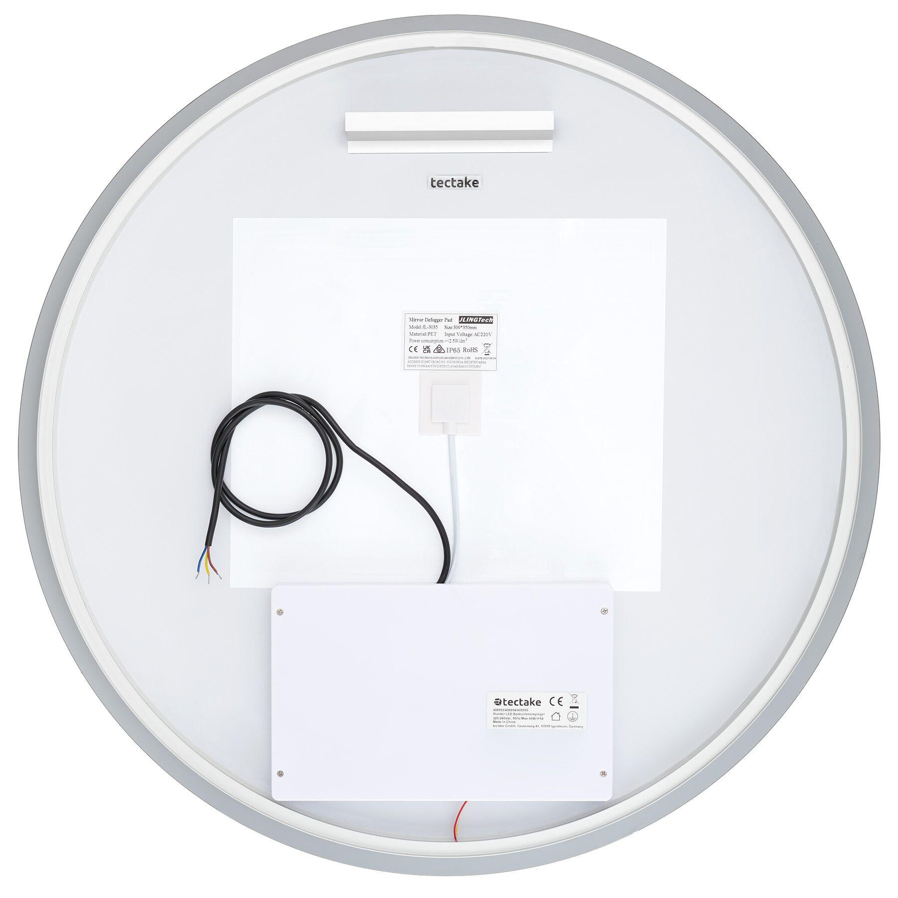 Tectake Specchio da bagno a LED rotondo Aurora design senza cornice in 3 dimensioni  