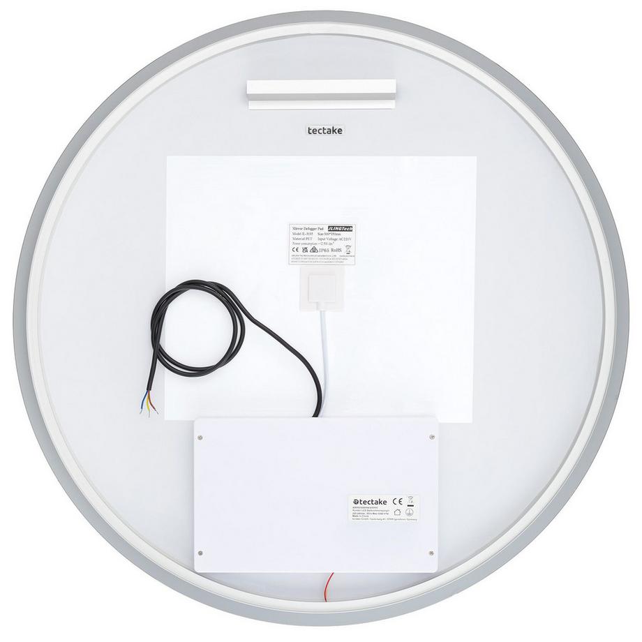 Tectake Runder LED Badezimmerspiegel Aurora rahmenloses Design in 3 Größen dimmbare Beleuchtung in 3 Lichtfarben  