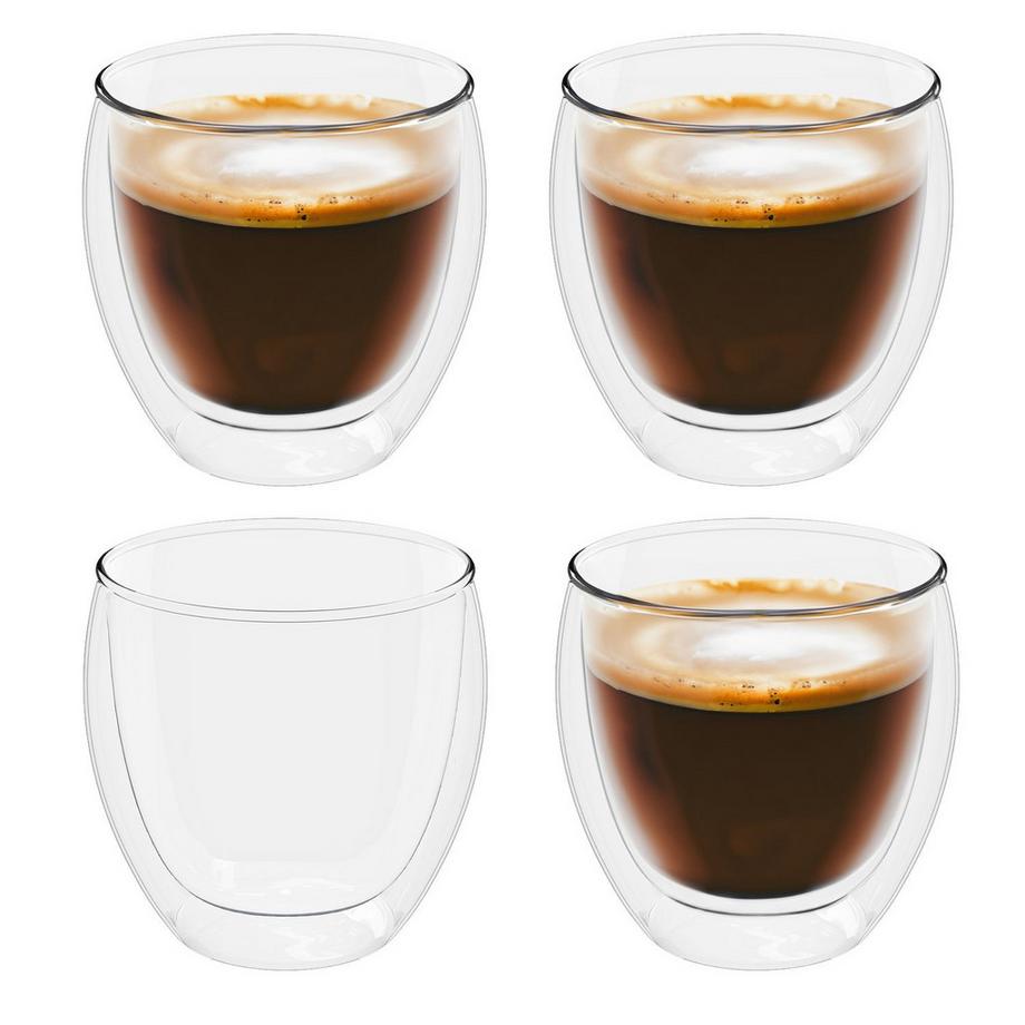 Intirilife 4x verre à expresso transparent à double paroi