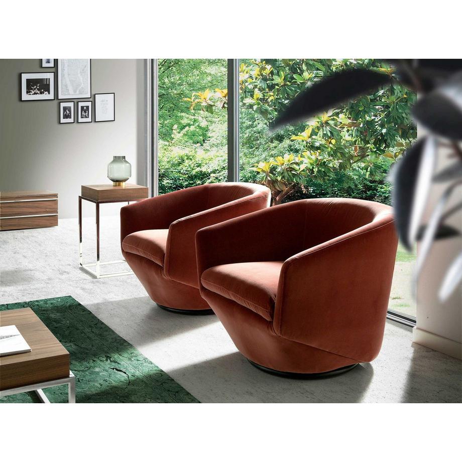 ANGEL CERDA Poltrona girevole in velluto pesca  
