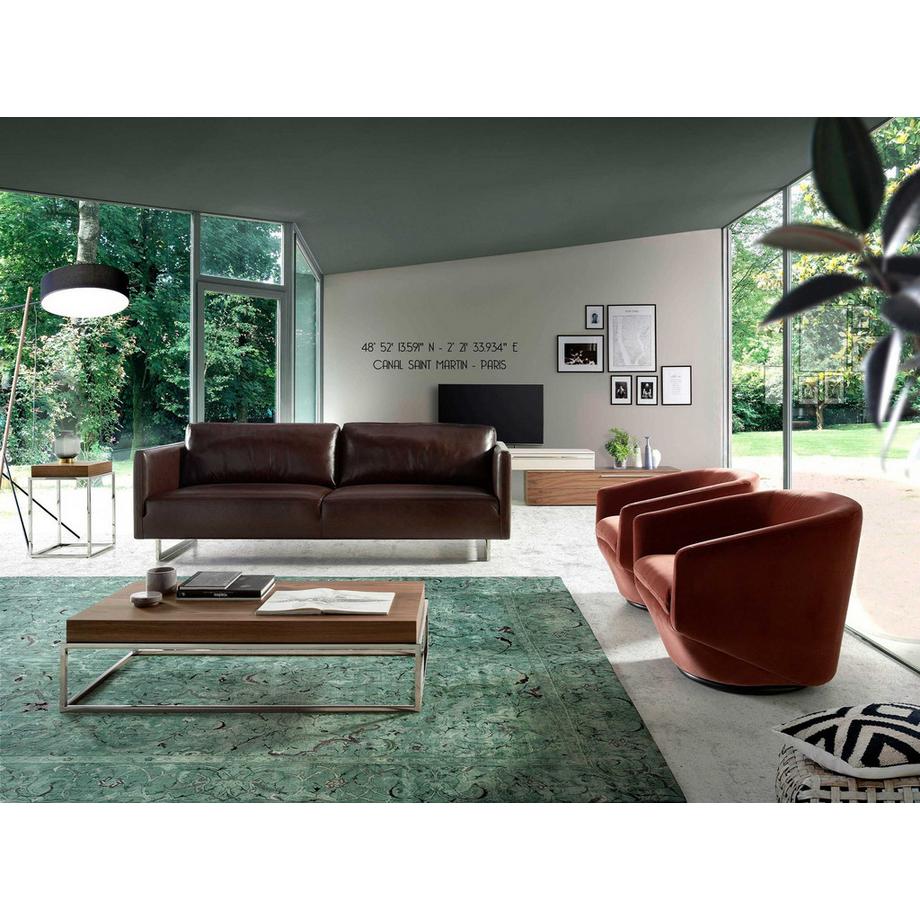 ANGEL CERDA Poltrona girevole in velluto pesca  