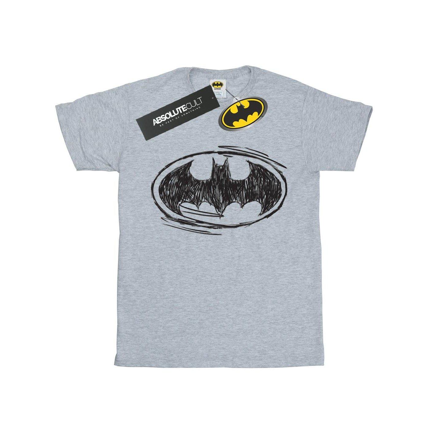 Image of Batman Sketch Logo Tshirt Damen Grau XL