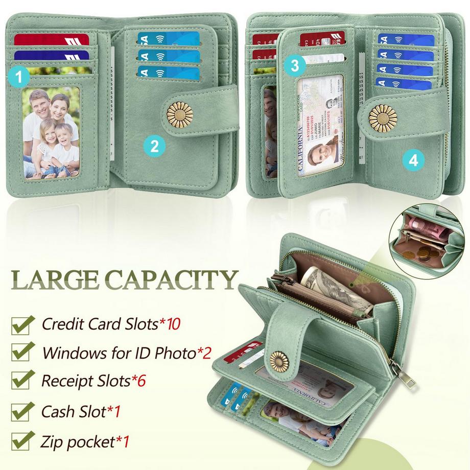 Only-bags.store Portafoglio Grande Capacità Pelle PU Vintage  