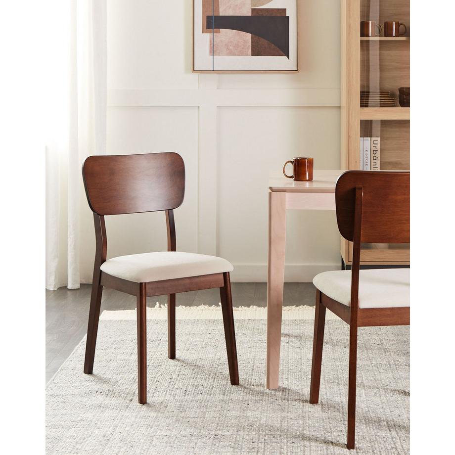 Beliani Esszimmerstuhl 2er Set aus Gummibaumholz Klassisch MINIER  