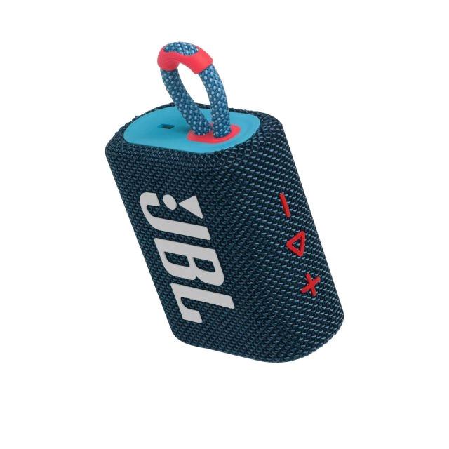 JBL  Go 3 Wasserdichter kabelloser tragbarer Bluetooth-Lautsprecher Blaues und weiàŸes Logo 