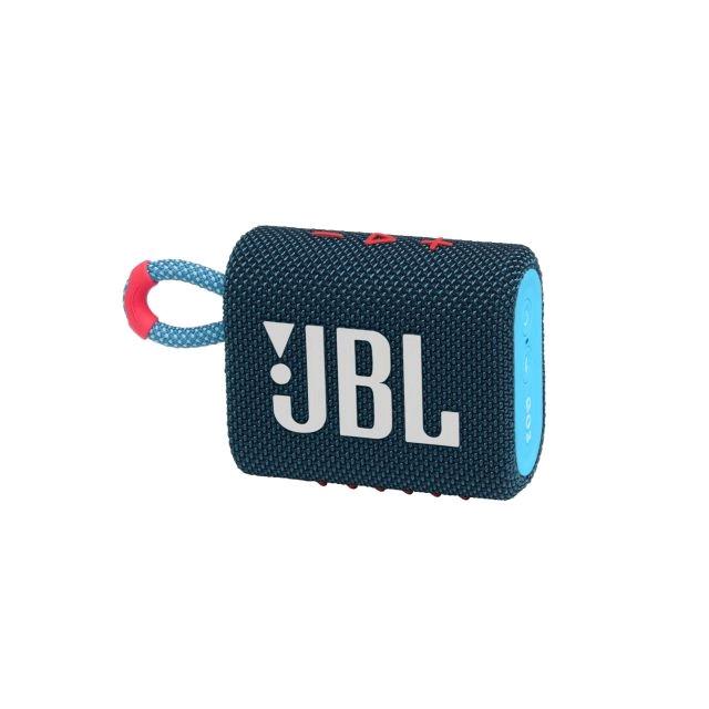 JBL  Go 3 Wasserdichter kabelloser tragbarer Bluetooth-Lautsprecher Blaues und weiàŸes Logo 