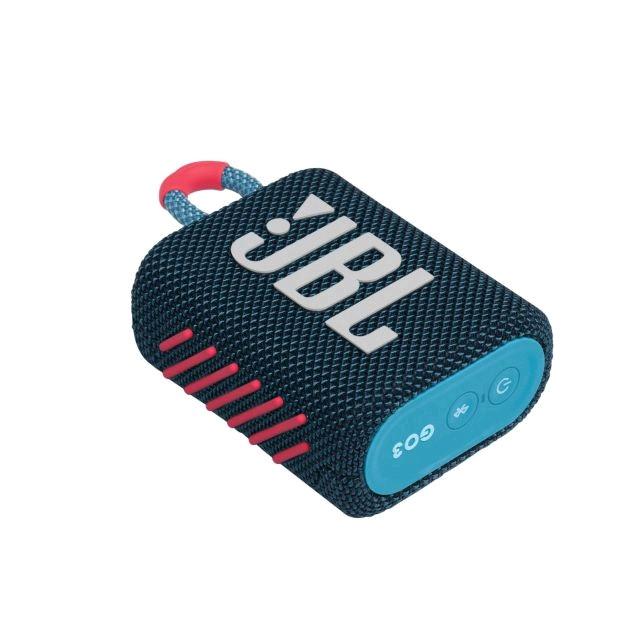 Image of Go 3 Wasserdichter kabelloser tragbarer Bluetooth-Lautsprecher Blaues und weiàŸes Logo