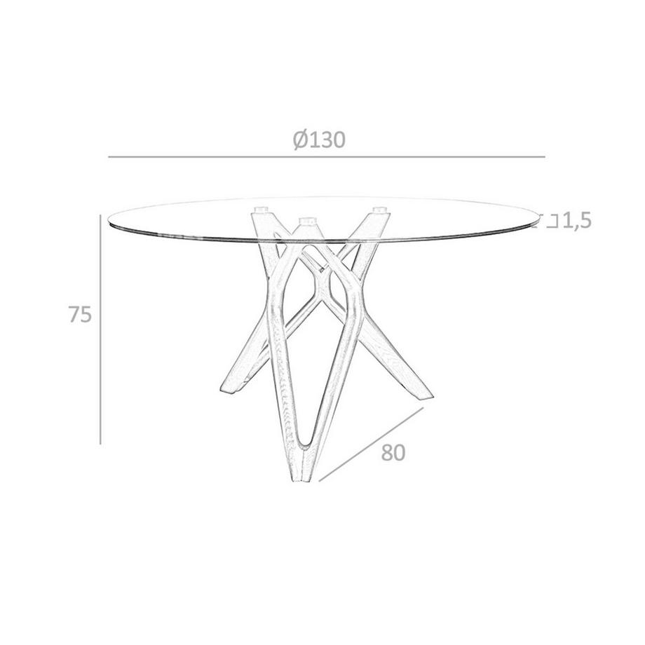 ANGEL CERDA Tavolo da pranzo rotonda vetro temperato e noce  