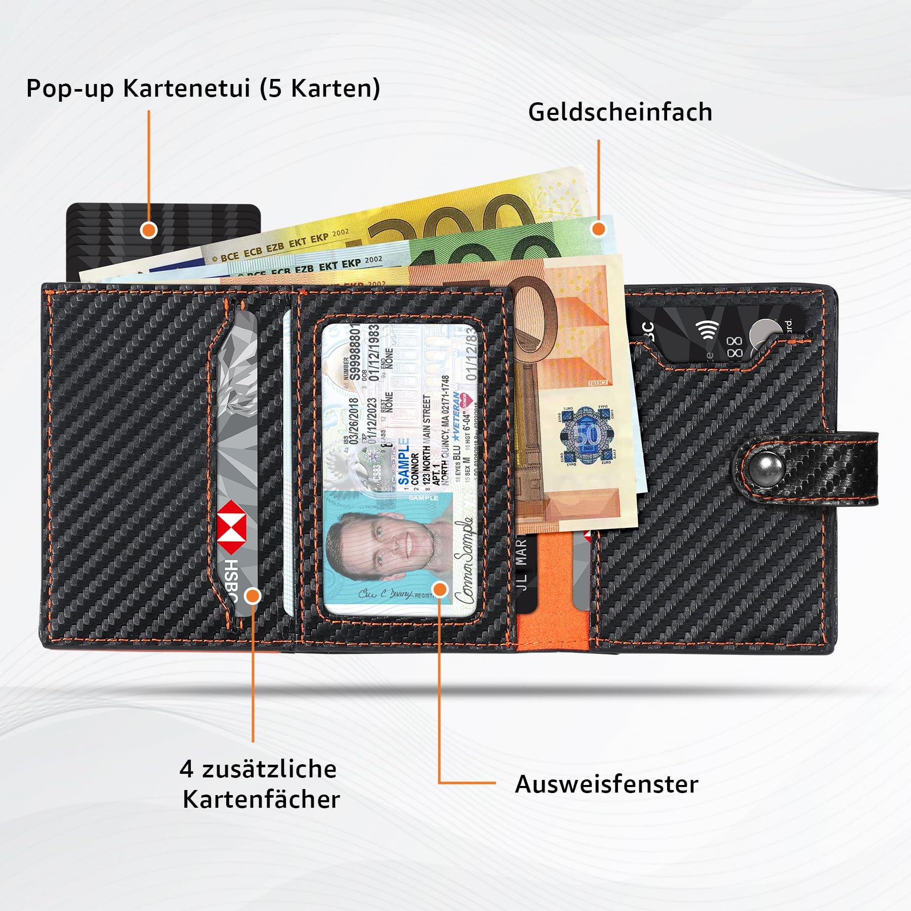 Only-bags.store Schlankes Portemonnaie mit Münzfach RFID Schutz  