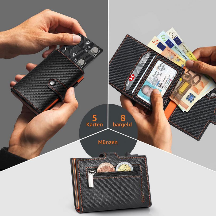 Only-bags.store Schlankes Portemonnaie mit Münzfach RFID Schutz  