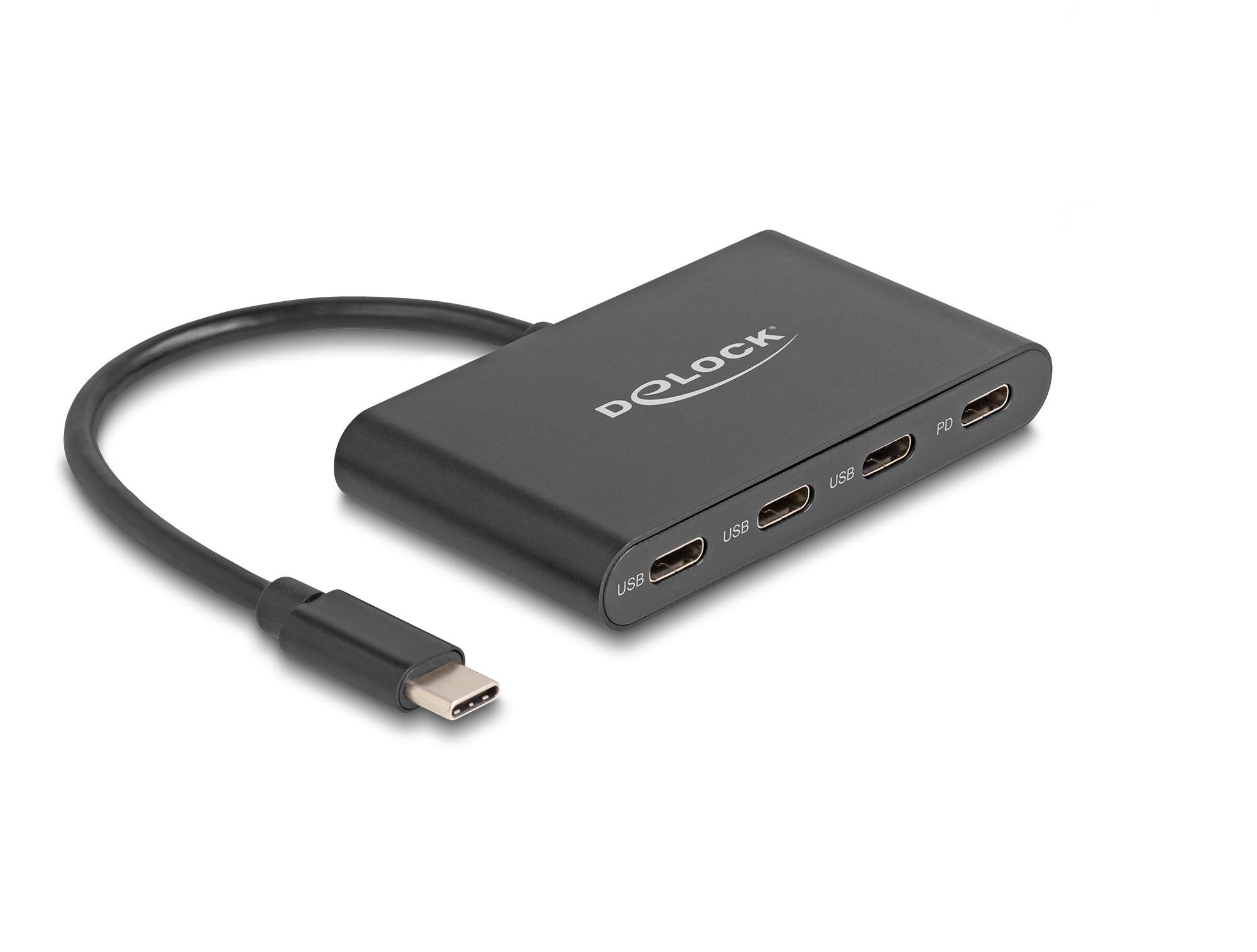 DeLock  Hub USB 3.2 Gen 1 USB Type-C con 3 x USB Type-C femmina + 1 x USB Type-C PD 100 Watt 