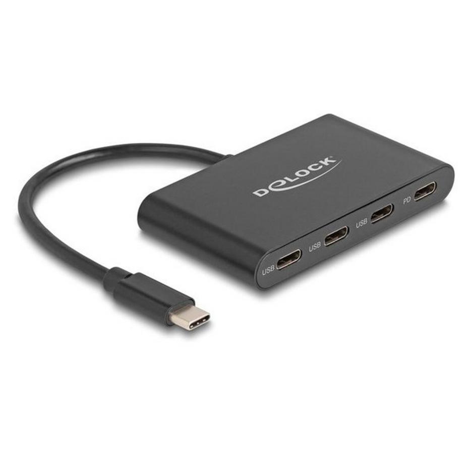 DeLock  USB 3.2 Gen 1 USB TypeC„¢ Hub mit 3 x USB TypeC„¢ Buchse + 1 x USB TypeC„¢ PD 100 Watt 