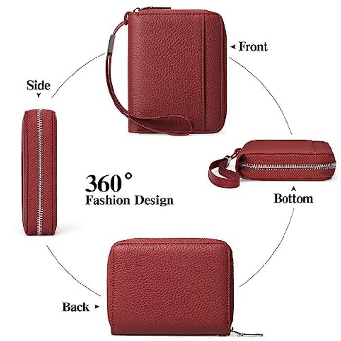 Only-bags.store Leder Reissverschluss Portemonnaie mit Kreditkartenschutz  