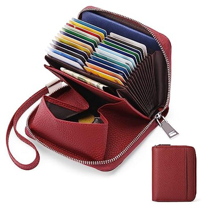 Only-bags.store Leder Reissverschluss Portemonnaie mit Kreditkartenschutz  