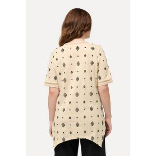 Ulla Popken  T-shirt en coton bio, motif losanges. Col en V et manches courtes. 