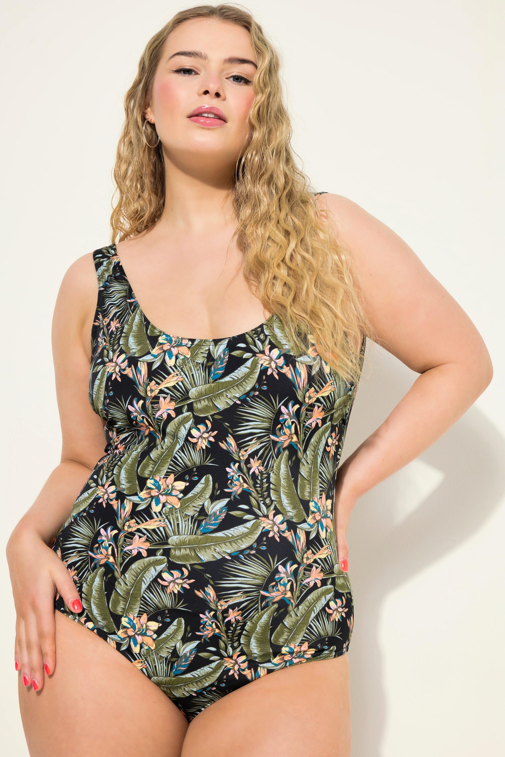 Studio Untold Badeanzug Softcups Tropical-Print Rundhalsausschnitt  