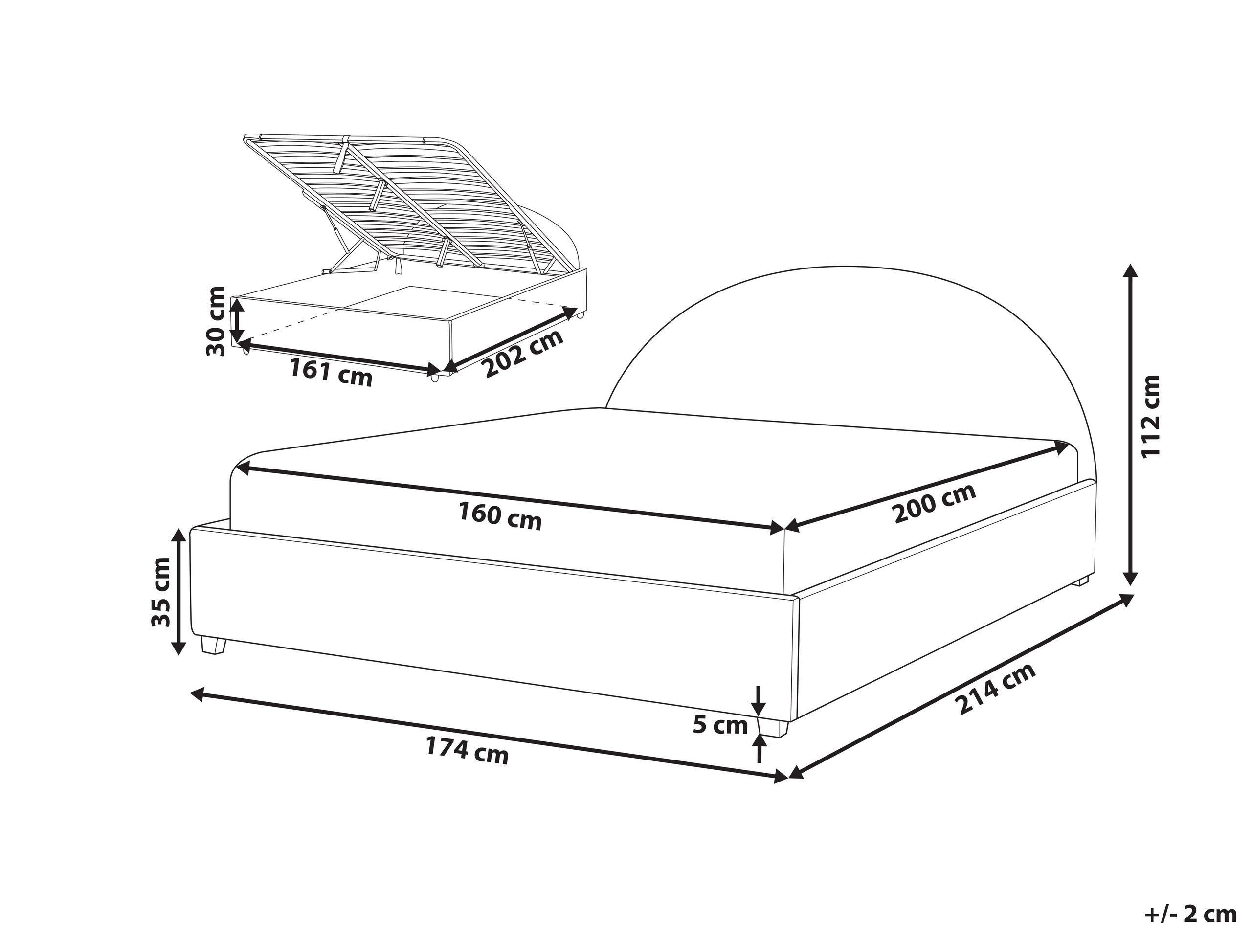 Beliani Bett mit Bettkasten aus Samtstoff Retro VAUCLUSE  