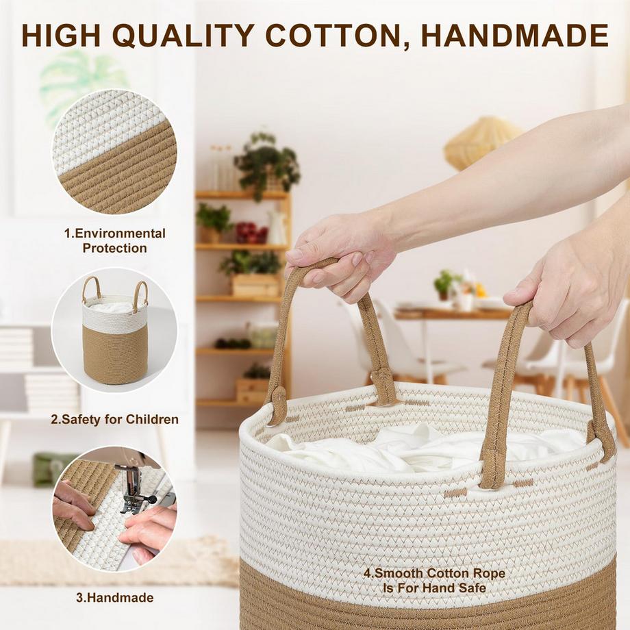 Alopini Gewebter Wäschekorb aus Baumwolle  