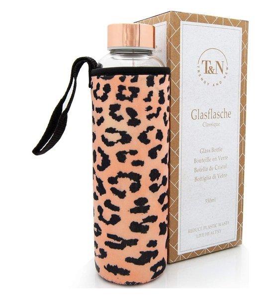 Image of Glastrinkflasche Wasserflasche Classique (jungle Edition, Roségold, Apricot, 550ml) Unisex Apricot ONE SIZE
