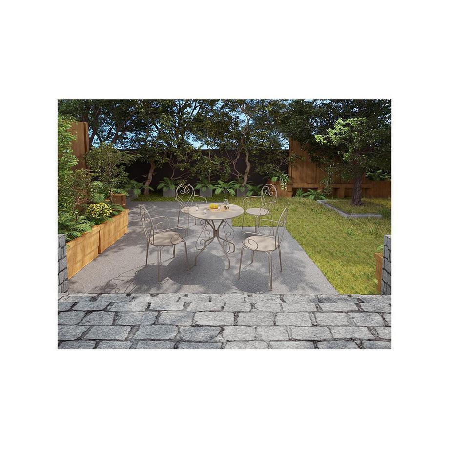 Vente-unique Lot de 4 fauteuils de jardin empilables en métal façon fer forgé  - Beige - GUERMANTES de MYLIA  