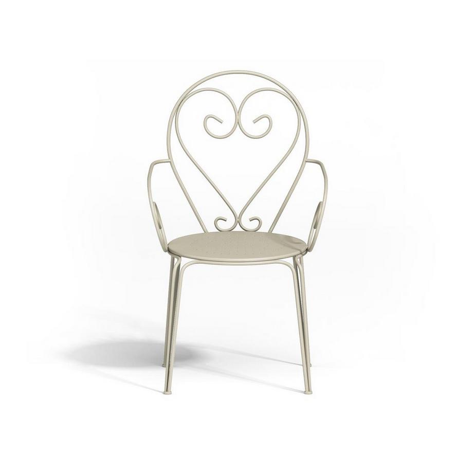 Vente-unique Lot de 4 fauteuils de jardin empilables en métal façon fer forgé  - Beige - GUERMANTES de MYLIA  