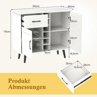 Northio Credenza con portabottiglie e cassetto per 6 bottiglie e moderno mobile bar per vino a 2 ante bianco  