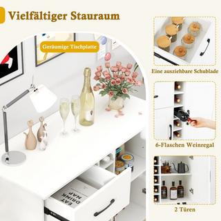 Northio Credenza con portabottiglie e cassetto per 6 bottiglie e moderno mobile bar per vino a 2 ante bianco  