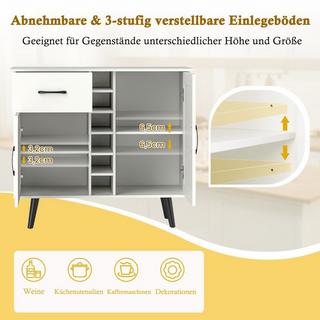 Northio Credenza con portabottiglie e cassetto per 6 bottiglie e moderno mobile bar per vino a 2 ante bianco  
