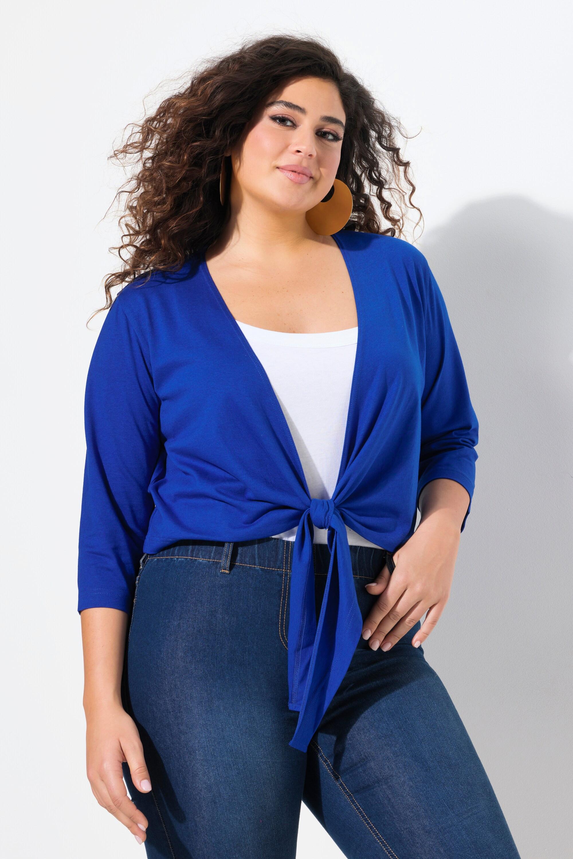 Ulla Popken Jersey Bolero kurze Jacke 3/4-Arm Saumknoten  