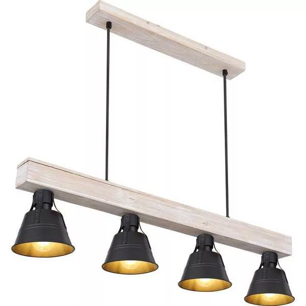 mutoni – Hängeleuchte Günther Holz natur 4xE27, One Size, Multicolor