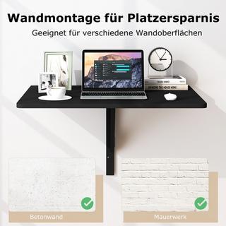 B2X Wandmontierter Klapptisch Platzsparender Küchentisch Klappbarer Wandtisch 80 x 60 cm Schwarz  